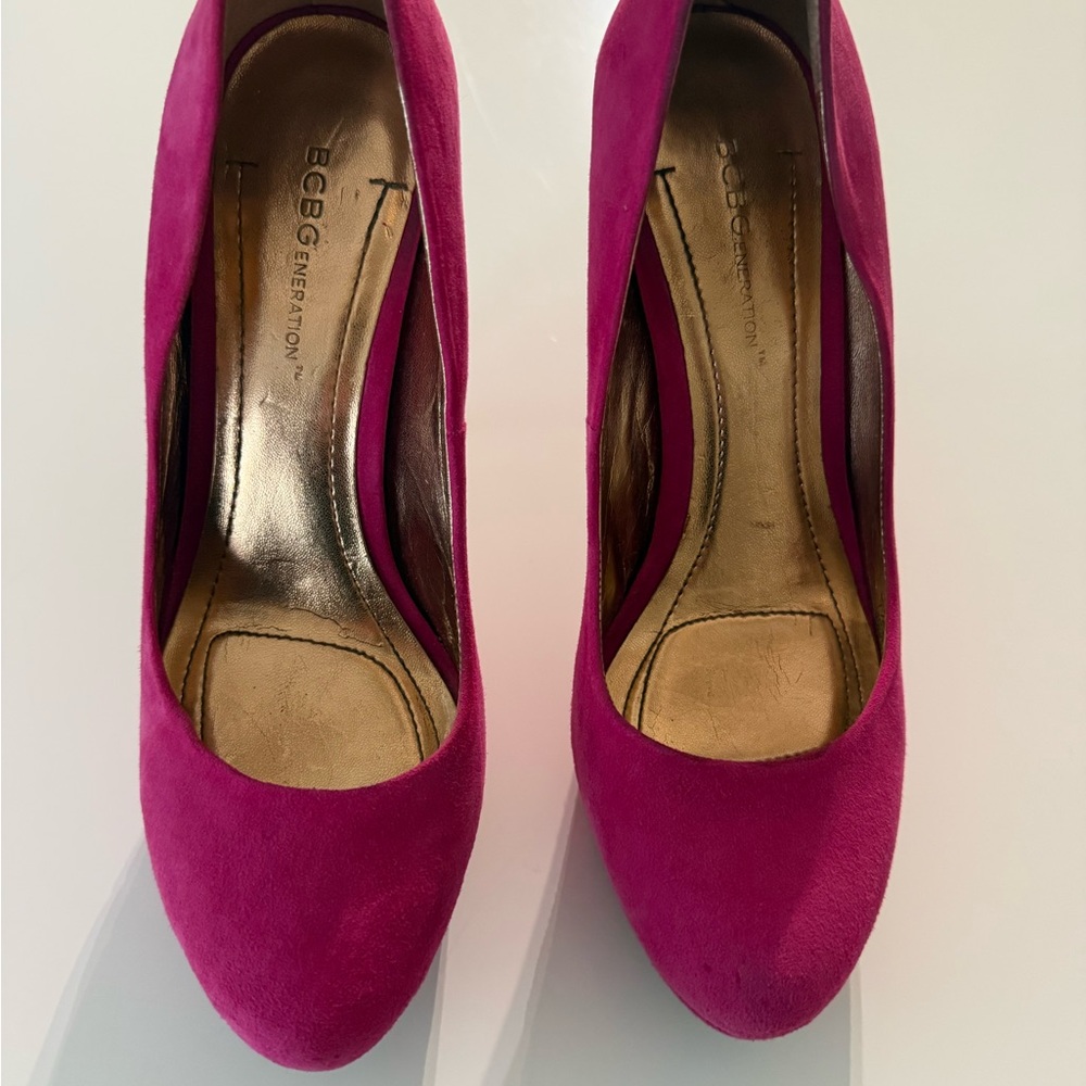 BCBGeneration Magenta Suede Heels